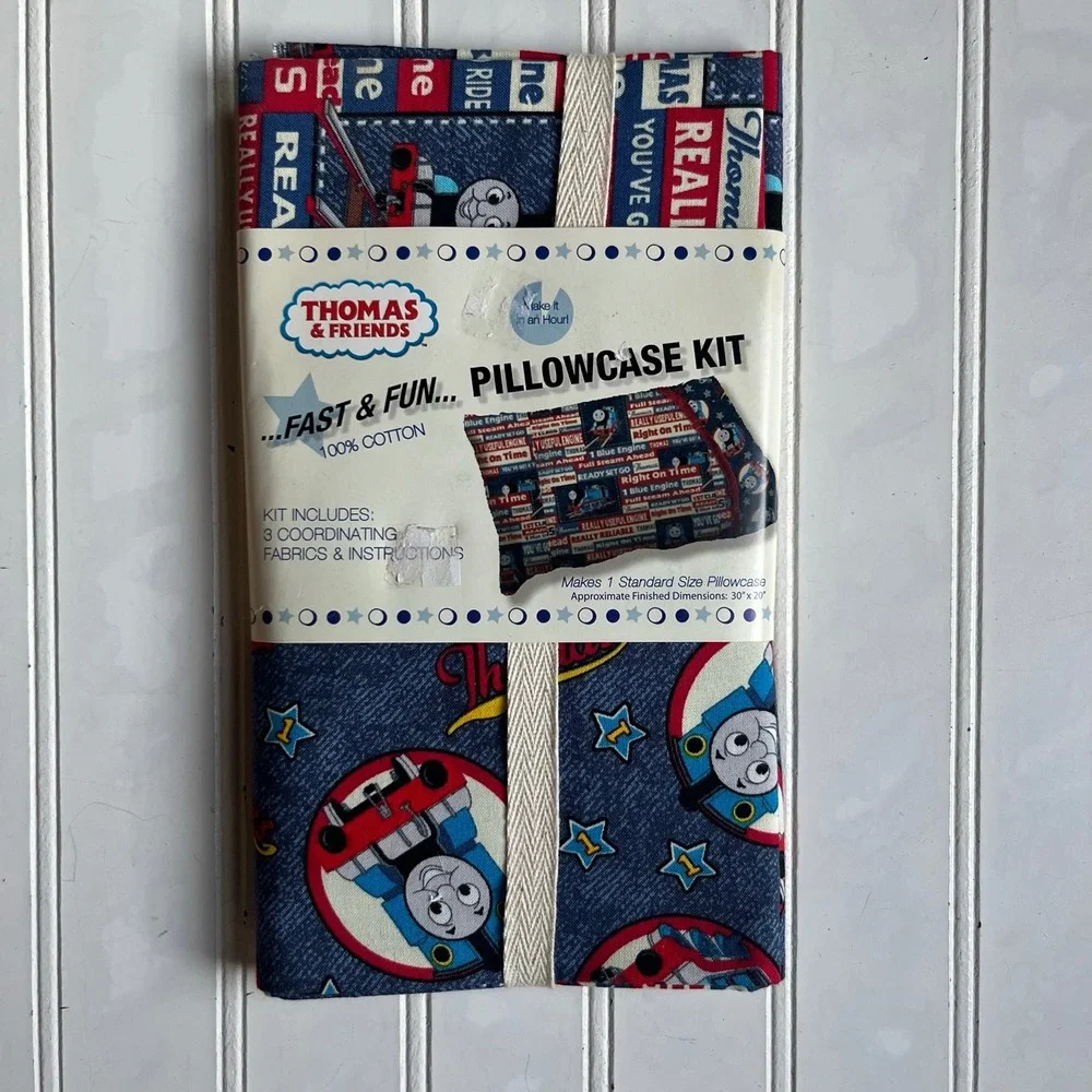 Vtg Thomas & Friends VIP by Cranston DIY Pillowcase Sewing Kit 100% Cotton Blue